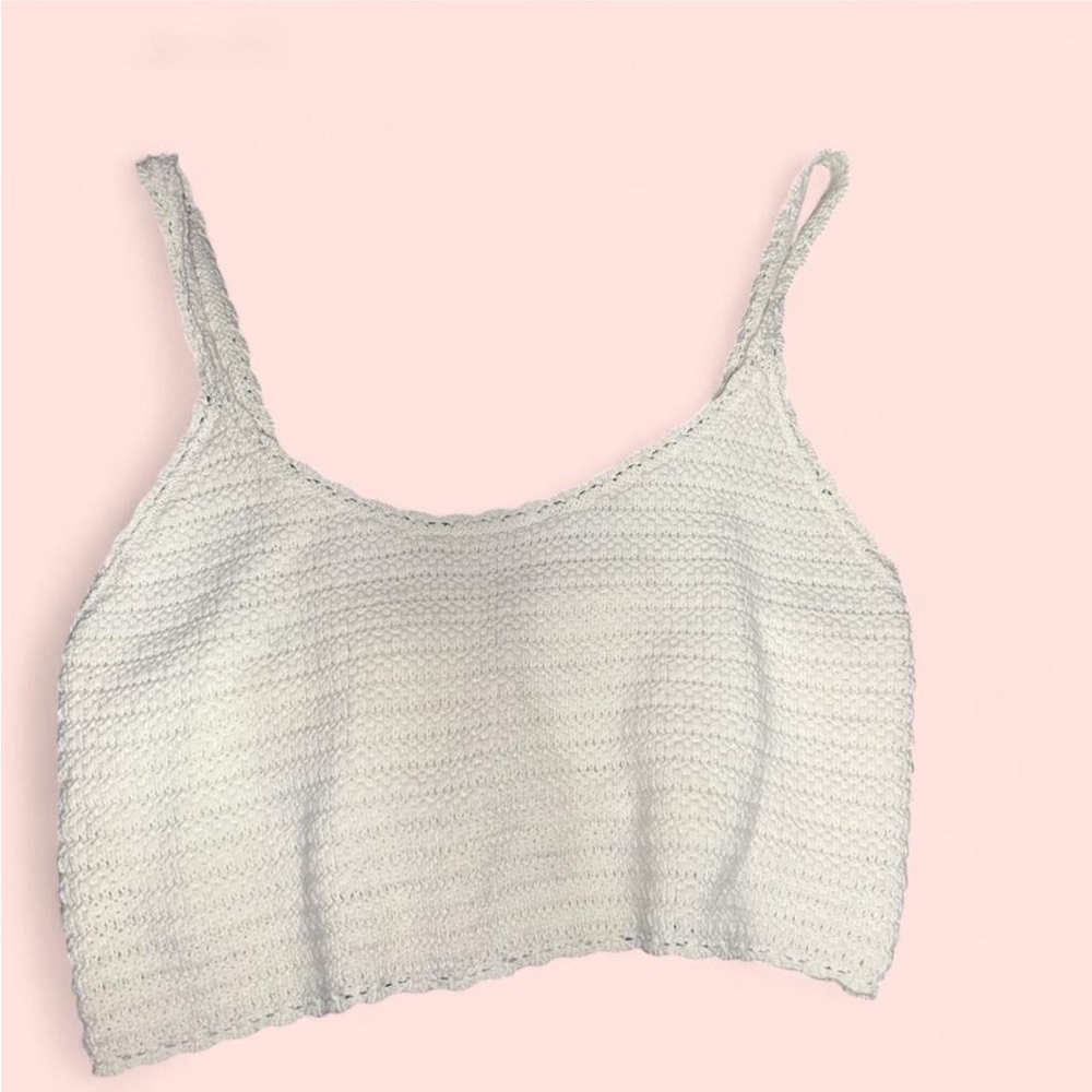 Aerie White Lace-Trimmed Top